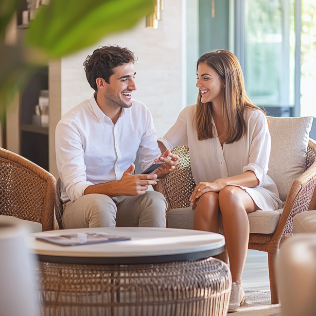 pareja sonriente con ayuda para compra de vivienda 2025